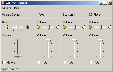 Standard Windows Volume Control